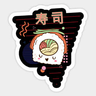 Cute sushi vegetables kawaii 90s retro japanese aesthetic Sticker